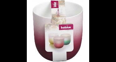 Keramiek theelichthouder - Wit & Bordo