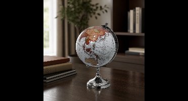 Hoppa! - Wereldbol op Voet - Chroom - 23 x 23 x 36 cm (B x D x H)