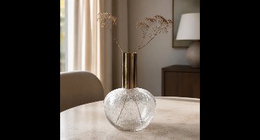 Hoppa! - Vaas - Glazen - Transparant/Goud - 25 x 25 x 38 (B x D x H)