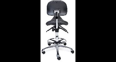 Ergonomische Zadelkruk met Rugleuning Premium Grijs op Wielen Standaard uitvoering (50-68cm) / Met voetensteun / Standaard wielen