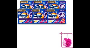 6 x Dash - Lenor Collectie - Wasmiddel Capsules - All-in-1 Pods - Witte en Gekleurde Was - Gemberlelie & Guava - 17 Wasbeurten - Bulkverpakking - Wasmiddel capsules - Douchemop - Wasmiddel pod