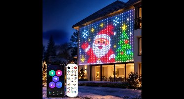 G&G lichtshow - Lichtgordijn - Kerstverlichting - Smart - Curtain lights - Binnen - Buiten - App - 160x160cm - Programmerbaar