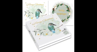 Petit Paris kerstkaartenmapje / IJsvogel - Kerstkrans