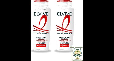 2 x L’Oréal Paris Elvive – Shampoo – Total Repair 5 – Herstellend – 250 ml - Wasstrips - Herstel Haar - Beschadigd Haar - Droog Haar - Futloos Haar - Gespleten Punten