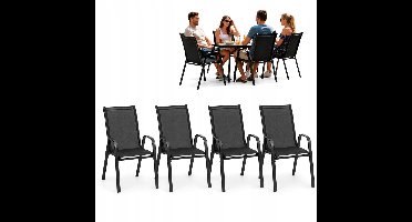 Tuinstoelen Set van 4 Zwart voor Balkon, Terras & Tuin (120kg)