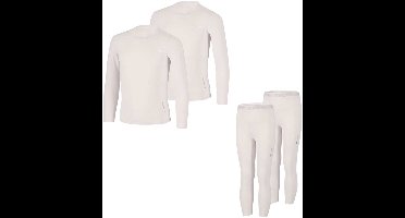 Thermoset - Kids - Baselayer - Unisex - Wit - Maat 104 t/m 164 - Thermokleding - Broek - Shirt - 2-Pack