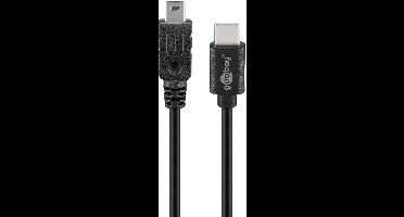 Goobay laad- en datakabel USB-C naar Mini-B 50 cm zwart met 480 Mbit/s gegevensoverdracht, met USB-C-stekker, Mini-B-stekker en PVC-mantel
