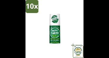 10 x Happy Earth – Deodorant Roll-On – 100% Natuurlijk Bergamot Cedarwood – 75 ml - Wasstrips - Natuurlijke Deodorant - Bergamot - Cederhout - Roll-on Deodorant - 24 Uur Geurbeleid