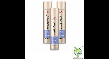 3 x Wella – Flex 2 Days Volume – Haarspray Extra Strong – 400 ml - Grootverpakking - Vaatwasstrips - Haarspray - Volume - Haartype - Fixatie - UV Bescherming