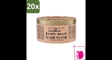 20 x OGX - Brazilian Keratin Smooth - Haarmasker - Herstel & Glans - Voor Zijdezacht Haar - 300 ml - Bulkverpakking - Haarherstel - Douchemop - Haarverzorging