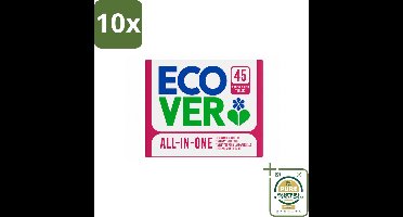 10 x Ecover - Vaatwastabletten All-in-One - Lemon & Mandarin - 45 Tabs - Wasstrips - Vaatwasmiddel - Vaatwastablet - Citroen En Mandarijn - Duurzaam Vaatwasmiddel - Plasticvrij Vaatwasmiddel