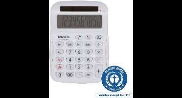MAUL Bureaurekenmachine ECO MJ 555 LCD-scherm 1-regelig, 10 cijfers Solar 15.4 x 11 x 2.7 cm wit