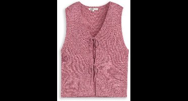 Tom Tailor Denim - Gebreid vest met strikjes - Maat M - dusty berry melange