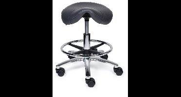 Ergonomische Zadelkruk XS Compact Grijs op Wielen Lage uitvoering (45-58cm) / Met voetensteun / Voetdoppen