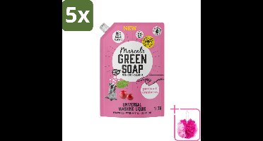 5 x Marcel's Green Soap - Vloeibaar Wasmiddel - Universeel - Navulling - Patchouli & Cranberry - Effectief & natuurlijk - 23 Wasbeurten - 1 liter - Bulkverpakking - Wasmiddel - Douchemop - Natuurlijk wasmiddel