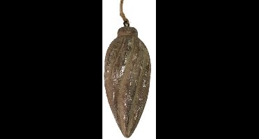 Kersthanger spiral oval hout, vintage silver Hortus