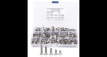 KARZO - 260-delige RVS verzonken schroef assortiment set M4 M5 M6 - Bevestigingsgereedschap met opbergdoos