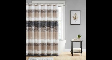 Boraboi® Moderne douchegordijn met aquarelontwerp in taupe en zwart voor badkamer Y182,9 x G182,9 cm (1'li Paket) Marka,Grijs,Zwart