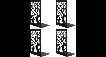 GELLDG 4 stuks boekensteunen - Metalen boekensteunen - 12 x 17 x 9,5 cm - Geschikt voor het ordenen van cd's, mappen, boeken en fotoalbums - Zwart