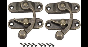 KARZO - Antieke Vintage Lock 42mm x 36mm - Rotatable Arm - Verchroomd Bruon - Set van 2 met Schroeven