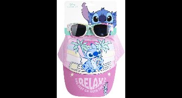 Disney Stitch Pet en Zonnebril Set – Roze – UV400 Bescherming – Verstelbare Zomer Pet voor Meisjes en Jongens