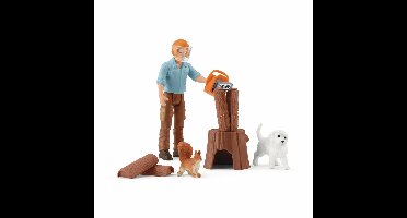 Schleich speelfiguur boswachter met hond en accessoires - Forester.