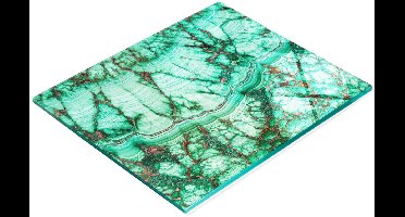 Decoratieve snijplank voor in de keuken, gehard glas, malachiet, 60x52 cm