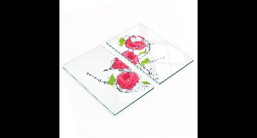 Decoratieve glazen snij- en serveerplanken Framboos en Water 2x30x52 cm