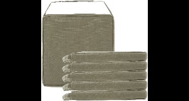 Hespiride Stoelkussen Gerona - 6x - 40 x 40 cm - groen - vierkant - polyester - tuinkussen - buiten