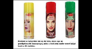 3x Haarverf/haarspray geel/rood/groen 125 ml - Word bezorgd in doos ivm beschadiging - Festival thema feest carnaval haar kleurspray party