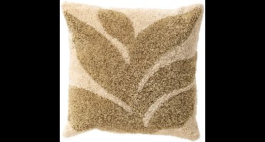 Dutch Decor JUNA - kussenhoes 45x45 cm - bladmotief - Sponge - groen - met rits - zonder binnenkussen