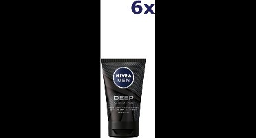 Nivea Men Deep Face + Beard Wash - 6x100ml - Voordeelverpakking