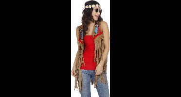 Wilbers & Wilbers - Indiaan Kostuum - Bruin Hippie Vestje Indiaan Missouri Vrouw - Bruin - Maat 44 - Carnavalskleding - Verkleedkleding