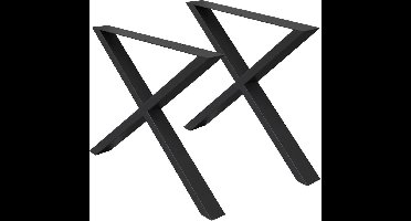 ECD Germany X-Design tafelpoten set van 2 kruisvormige tafelonderstellen 60x72 cm zwart van gepoedercoat staal met industrieel ontwerp stevige metalen tafelsteunen voor eettafels en bureaus ideaal voor meubels en moderne