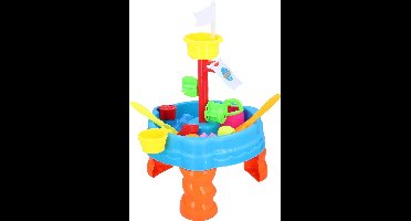 Eddy Toys Zand- en Watertafel - Bakje, Harkje, Schepje, Gieter, 5 Vormpjes - Buitenspeelgoed - 58,5 cm