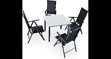 Casaria Tuinset Bern – 4 Stoelen & 1 Tafel Aluminium - Antraciet