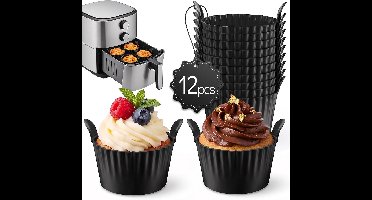 Muffinvorm siliconen voor heteluchtfriteuse, 12 stuks, voor airfryers, siliconen vorm, muffins, cake, eieren - ShopVlot