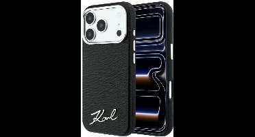 Karl Lagerfeld - Saffiano Small Script Metal Logo MagSafe (KLHMP18X6PWSKSK) - iPhone 18 Pro Max / iPhone 17 Pro Max - Black