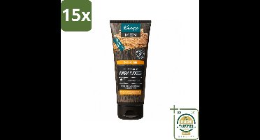 15 x Kneipp - Douchegel - Men - Warm Woods - 2-in-1 - 200 ml - Wasstrips - Douchegel Mannen - Natuurlijke Verzorging - Huid Verzorging - Haar Verzorging - Warm Woods Geur