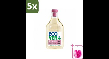 5 x Ecover - Vloeibaar wasmiddel - Wol & Fijnwas - 1 liter - 22 wasbeurten - Bulkverpakking - Zachte wasmiddelen - Douchemop - Wol wasmiddel