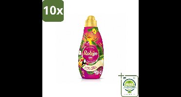 10 x Robijn - Klein & Krachtig Color Tropical - Wasmiddel - 19 Wasbeurten - 665 ml - Grootverpakking - Vaatwasstrips - Kleurbehoud - Wasmiddel - Tropische Geur - Gekleurde Was - Wasmiddel Voor Gekleurd Kleding
