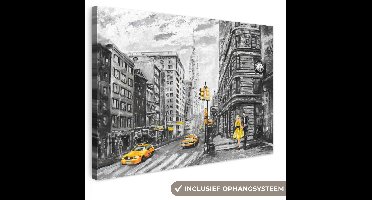 Canvas - Olieverf - Schilderij - Straat - Kunst - Muurdecoratie - 60x40 cm - Wanddecoratie
