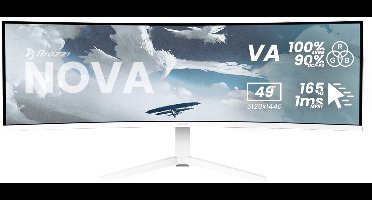 Arozzi Nova 49" v2 Gaming Monitor - Curved - DQHD VA - 165Hz - USB-C - White