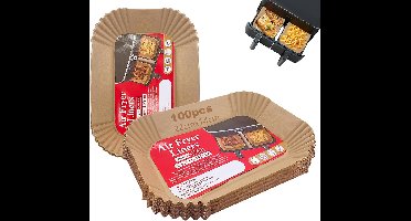100 stuks bakpapier voor heteluchtfriteuse met dubbele kamer 22x14 cm rechthoekige airfryer papieren liners compatibel met Dual Zone airfryers