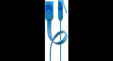 Goobay Platte CAT 6a netwerkkabel, blauw, 2 m, U/UTP, koperen geleider