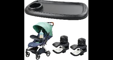 Verwijderbare Snack Tray voor Kinderwagens, 41 x 20 cm, Met Bekerhouder en 360° Rotatie, Geschikt voor de Meeste Kinderwagens