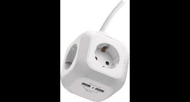EMOS Verlengkabel - stekkerblok 1,9 m / 4 stopcontacten / wit / PVC / met USB / 1,5 mm², P04219GU