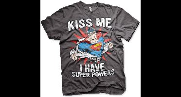 Superman Kiss Me I Have Super Powe -T-shirt donkergrijsrs