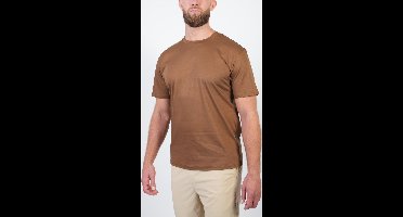 BASKO T-SHIRT - SLIM FIT - BRUIN - MAAT L