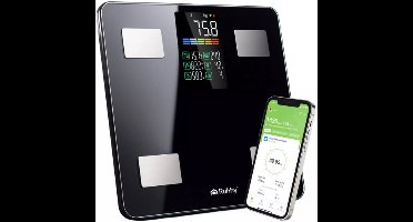 Ruhhy Slimme analyse personenweegschaal zwart 226 kg met LCD-display en Feelfit app